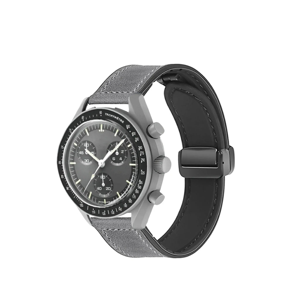 20mm Silicone Leather Watch Strap for Omega x Swatch MoonSwatch Saturn Series - Quick Release - STRAPS