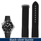 20mm, 21mm, 22mm Nylon Rubber strap for Omega Seamaster Planet Ocean – Deployant/Deployment Clasp - STRAPS