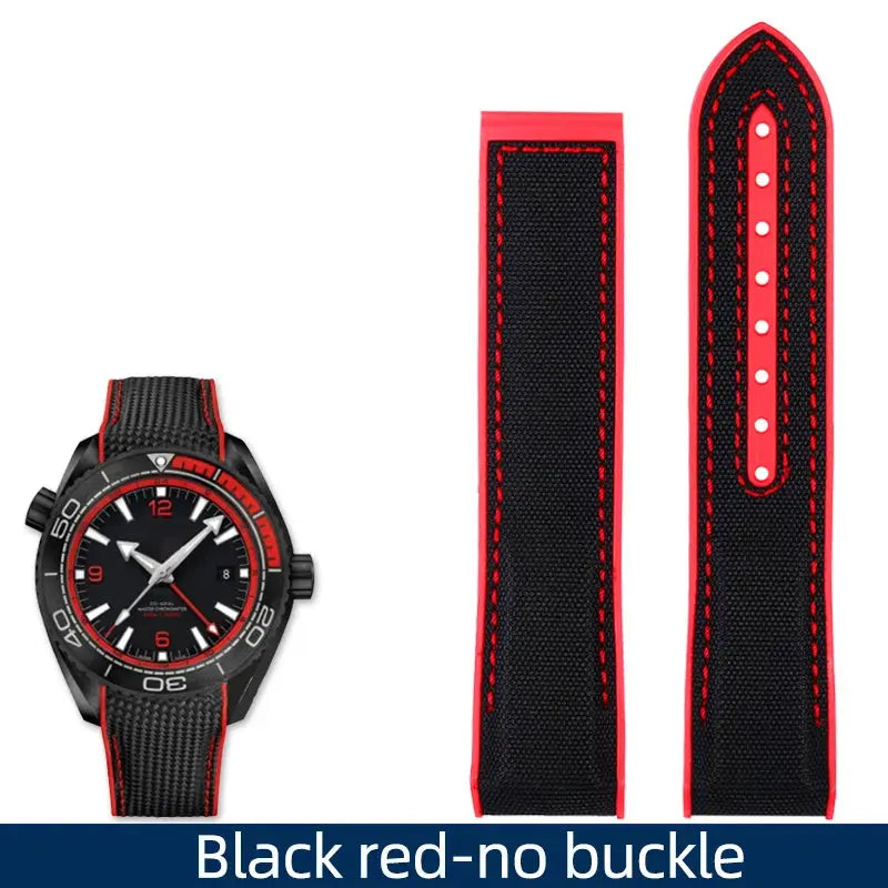 20mm, 21mm, 22mm Nylon Rubber strap for Omega Seamaster Planet Ocean – Deployant/Deployment Clasp - STRAPS
