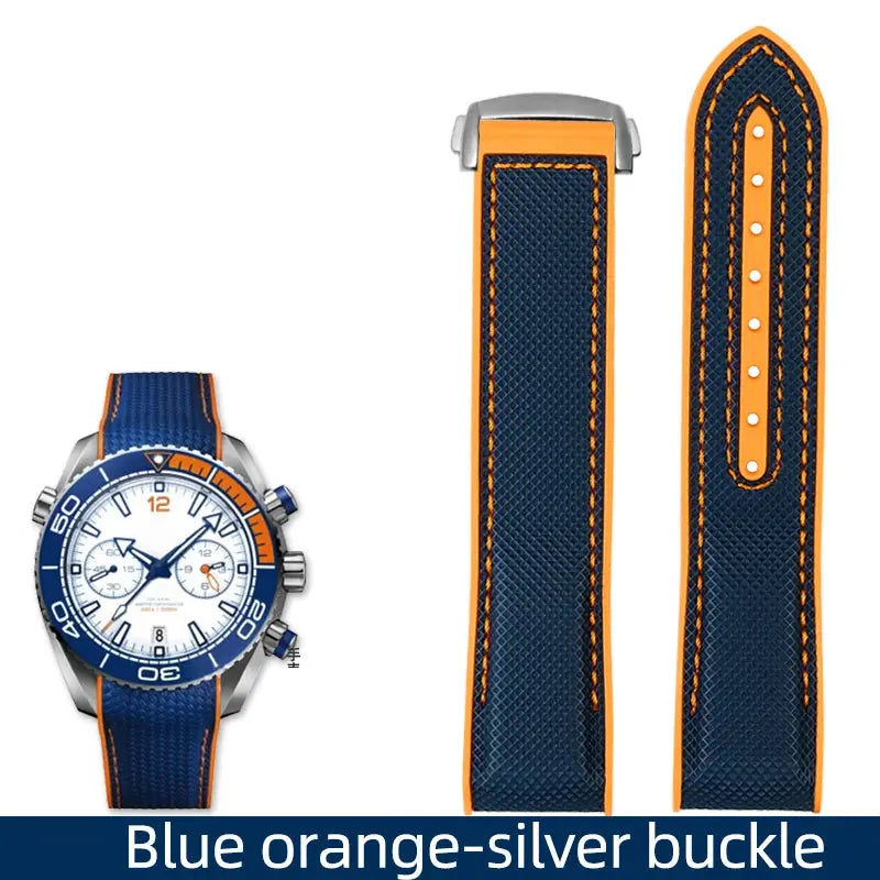 20mm, 21mm, 22mm Nylon Rubber strap for Omega Seamaster Planet Ocean – Deployant/Deployment Clasp - STRAPS