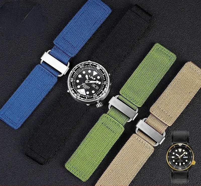 22mm Nylon Hook & Loop Outdoor Watch Strap – Durable Band for Panerai, Seiko, Mido, Citizen - STRAPS