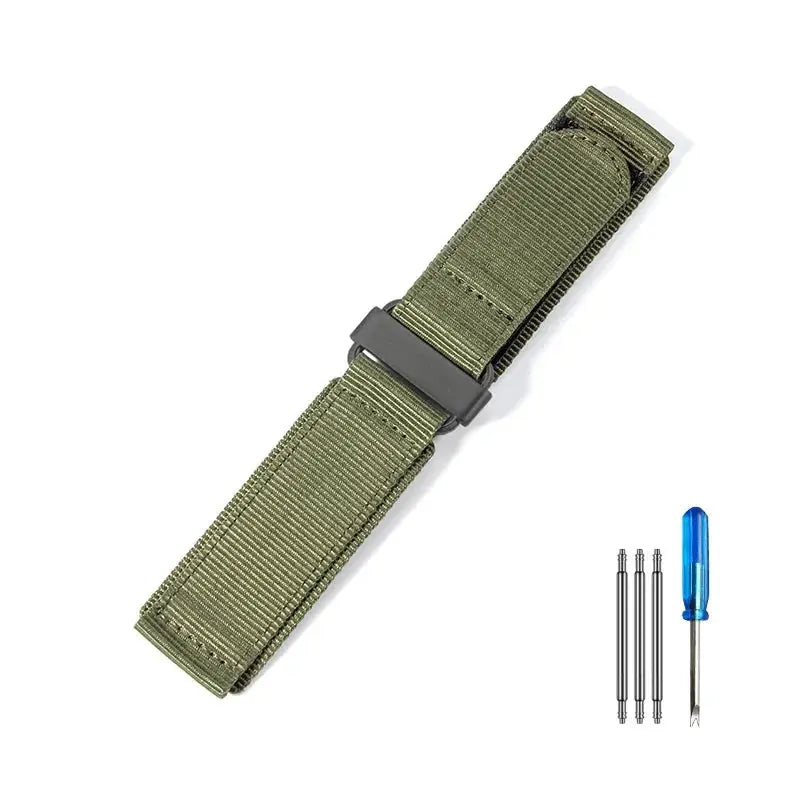 22mm Nylon Hook & Loop Outdoor Watch Strap – Durable Band for Panerai, Seiko, Mido, Citizen - STRAPS