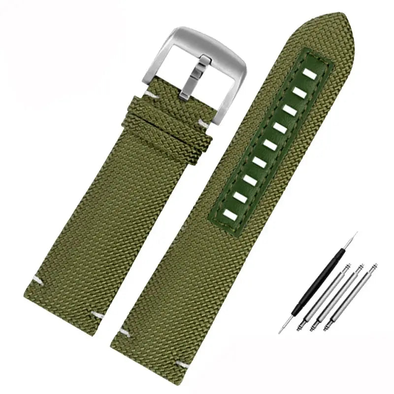 22mm Nylon & Leather Watchband – Durable Canvas Strap for Mido, Citizen & Ocean Star Watches - STRAPS