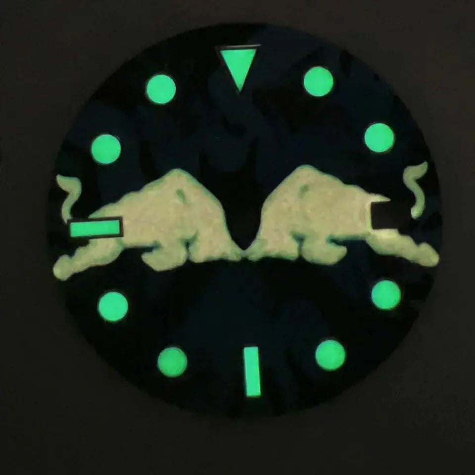 28.5mm NH35 Watch Dial - Tiger Bullfighting Pattern - DIY Modification - STRAPS