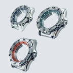 44mm Silver Stainless Steel Watch Case for NH34-NH72, 22mm Lug, Chapter Ring - STRAPS