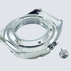 44mm Silver Stainless Steel Watch Case for NH34-NH72, 22mm Lug, Chapter Ring - STRAPS