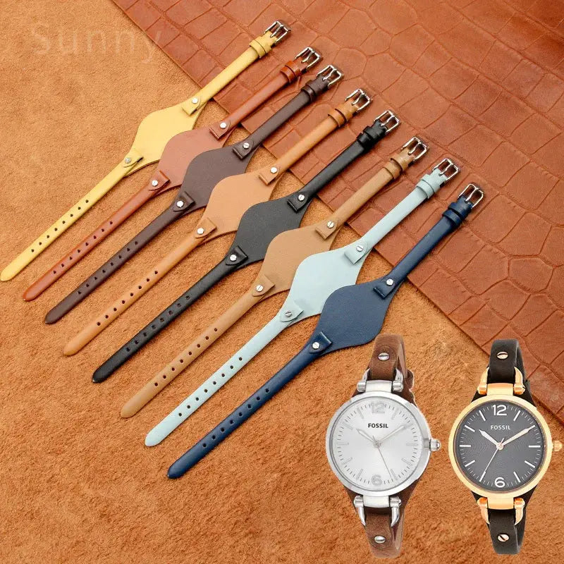8mm Women’s Genuine Leather Watch Strap Bracelet Soft Cowhide Band for Fossil ES3060, ES3565, ES2830 STRAPS