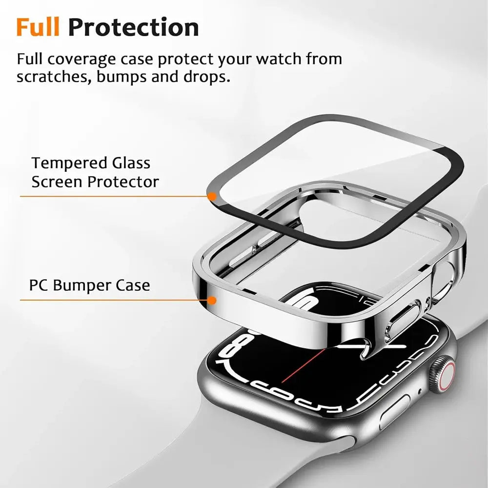 Apple Watch 10 Case w/ Tempered Glass - 40-49mm - Series 7/8/9/SE/6/5/4/Ultra 2 - STRAPS