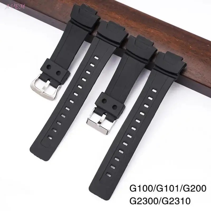 Black Silicone Watch Strap for Casio G-Shock G100/G200/G101/G2310/G2300 - STRAPS