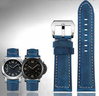 Blue Frosted Vintage Leather Watch Strap – Fits Panerai, JEEP, Seiko, Breitling, Diesel | 22mm-26mm - STRAPS