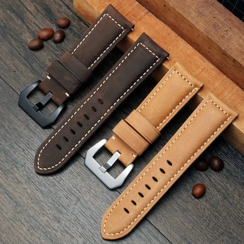 Blue Frosted Vintage Leather Watch Strap – Fits Panerai, JEEP, Seiko, Breitling, Diesel | 22mm-26mm - STRAPS