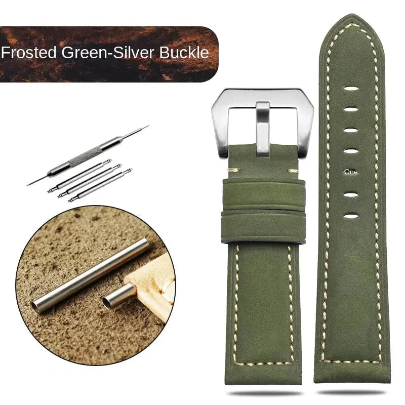 Blue Frosted Vintage Leather Watch Strap – Fits Panerai, JEEP, Seiko, Breitling, Diesel | 22mm-26mm - STRAPS