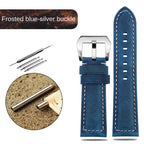 Blue Frosted Vintage Leather Watch Strap – Fits Panerai, JEEP, Seiko, Breitling, Diesel | 22mm-26mm - STRAPS