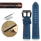 Blue Frosted Vintage Leather Watch Strap – Fits Panerai, JEEP, Seiko, Breitling, Diesel | 22mm-26mm - STRAPS