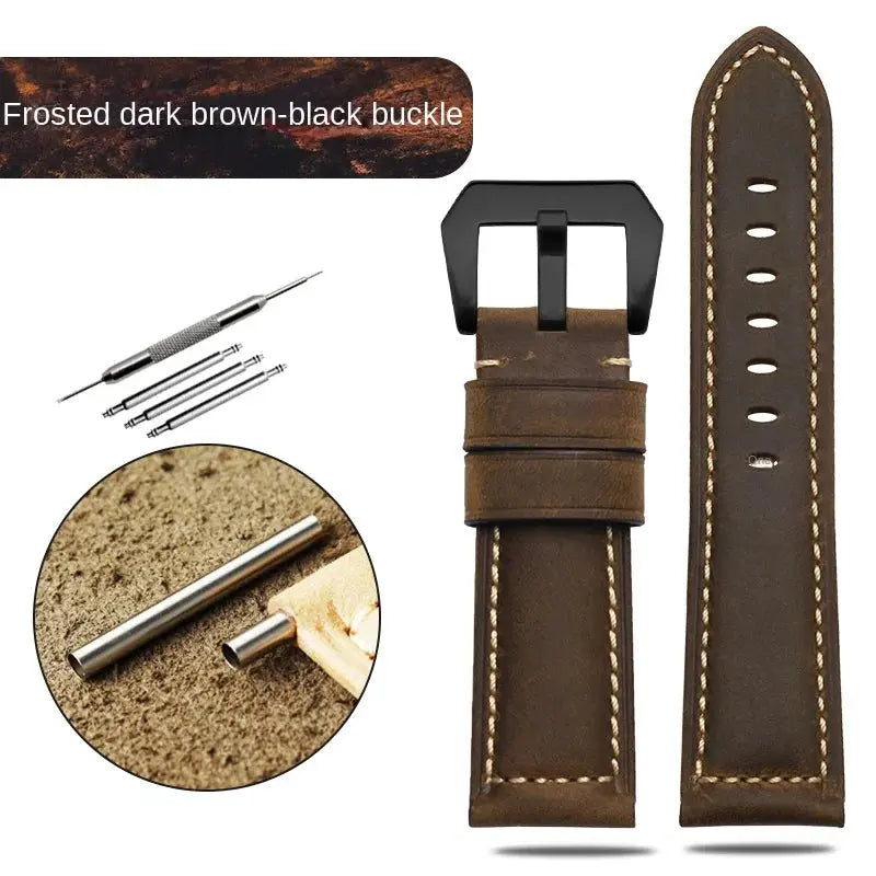 Blue Frosted Vintage Leather Watch Strap – Fits Panerai, JEEP, Seiko, Breitling, Diesel | 22mm-26mm - STRAPS