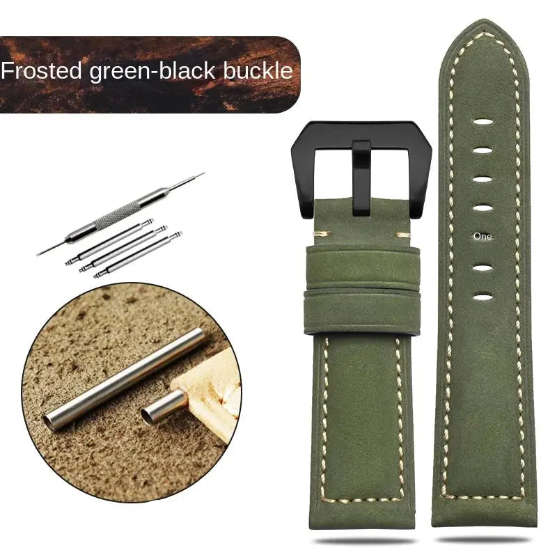 Blue Frosted Vintage Leather Watch Strap – Fits Panerai, JEEP, Seiko, Breitling, Diesel | 22mm-26mm - STRAPS