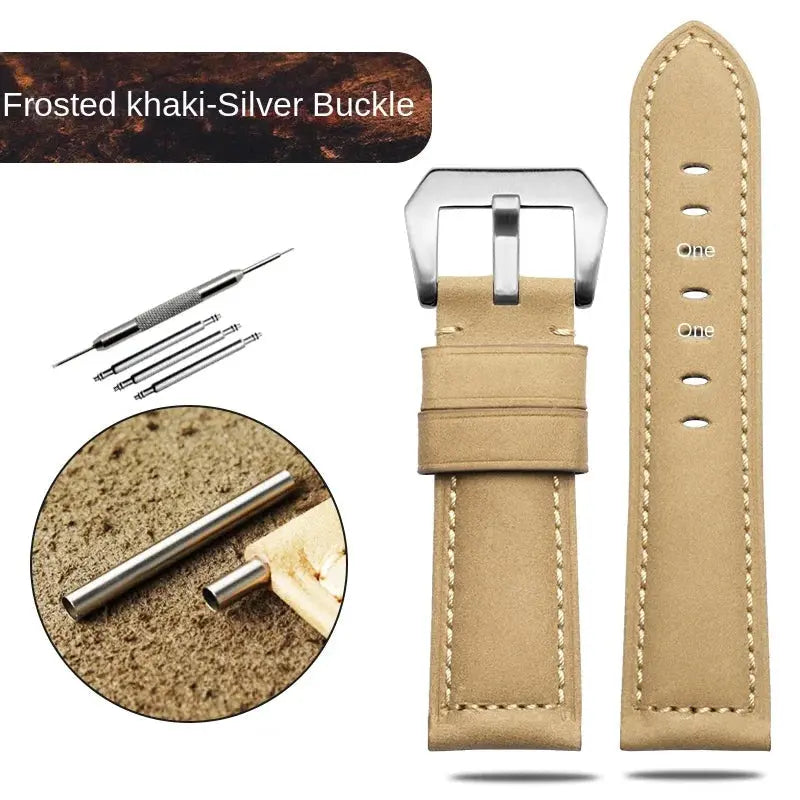 Blue Frosted Vintage Leather Watch Strap – Fits Panerai, JEEP, Seiko, Breitling, Diesel | 22mm-26mm - STRAPS