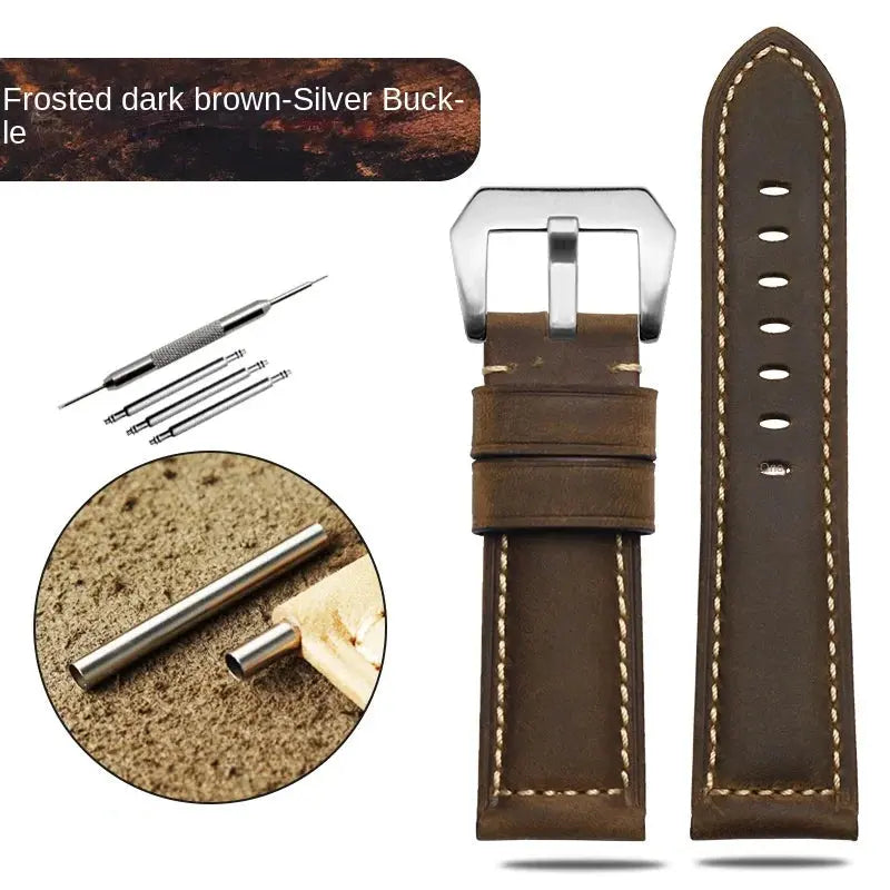 Blue Frosted Vintage Leather Watch Strap – Fits Panerai, JEEP, Seiko, Breitling, Diesel | 22mm-26mm - STRAPS