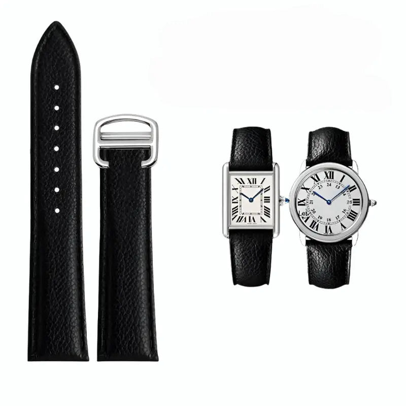 Cartier Tank Must/London/Solo Leather Watch Strap - Quick Release, Folding Buckle - 16-23mm - STRAPS