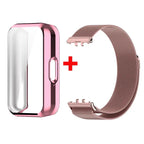 Case + Stainless Steel Milanese Strap for Samsung Galaxy Fit 3 – Magnetic Loop Bracelet & TPU Cover - STRAPS