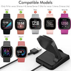 Charger Dock for Fitbit Sense/Sense 2/Versa 3/4, USB Cable Stand, Magnetic Base - STRAPS