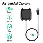 Charger for Fitbit Versa 2, USB Charging Cable, Dock Stand, 1m, Black - STRAPS