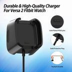 Charger for Fitbit Versa 2, USB Charging Cable, Dock Stand, 1m, Black - STRAPS