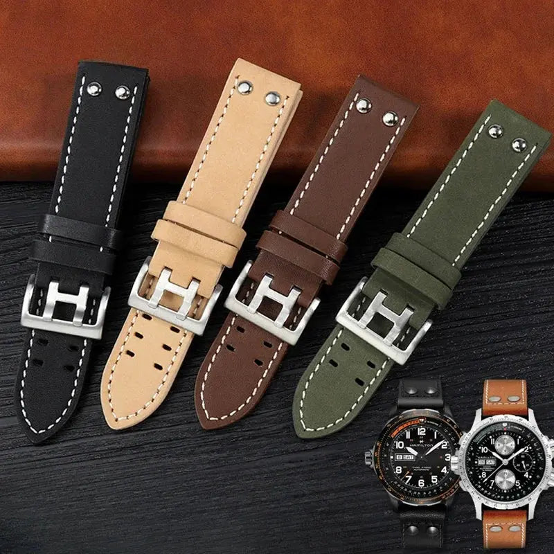 Cowhide Leather Watchband for Hamilton Khaki Aviation Field - 20/22mm - STRAPS