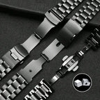Curved Arc End Solid Matte Stainless Steel Watch Band for Seiko, Citizen, Casio, Timex - 20mm & 22mm - STRAPS