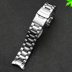 Curved Arc End Solid Matte Stainless Steel Watch Band for Seiko, Citizen, Casio, Timex - 20mm & 22mm - STRAPS