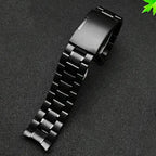 Curved Arc End Solid Matte Stainless Steel Watch Band for Seiko, Citizen, Casio, Timex - 20mm & 22mm - STRAPS