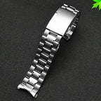 Curved Arc End Solid Matte Stainless Steel Watch Band for Seiko, Citizen, Casio, Timex - 20mm & 22mm - STRAPS