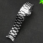 Curved Arc End Solid Matte Stainless Steel Watch Band for Seiko, Citizen, Casio, Timex - 20mm & 22mm - STRAPS