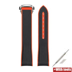 Curved End Strap 20mm for Omega X Swatch MoonSwatch Silicone Rubber Folding Buckle Watch Band - STRAPS