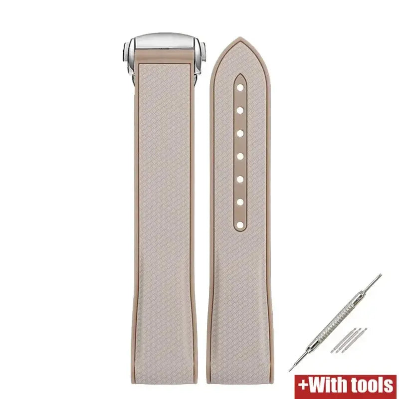 Curved End Strap 20mm for Omega X Swatch MoonSwatch Silicone Rubber Folding Buckle Watch Band - STRAPS