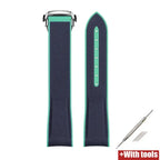 Curved End Strap 20mm for Omega X Swatch MoonSwatch Silicone Rubber Folding Buckle Watch Band - STRAPS