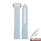 Curved End Strap 20mm for Omega X Swatch MoonSwatch Silicone Rubber Folding Buckle Watch Band - STRAPS