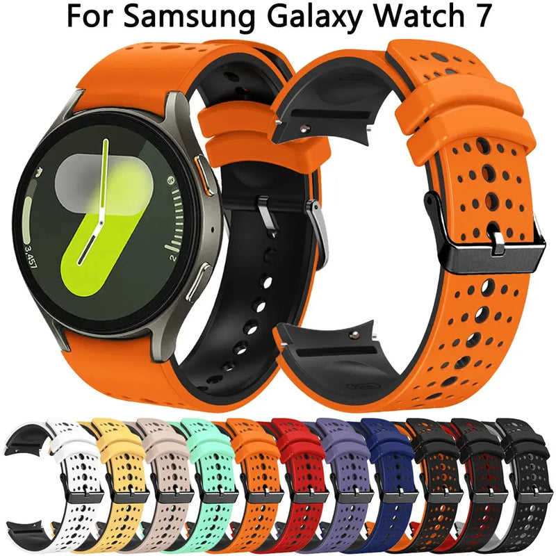Curved Silicone Strap for Samsung Galaxy Watch 7 6 5 4 Pro Classic 40mm 44mm 43mm 47mm 20mm - STRAPS