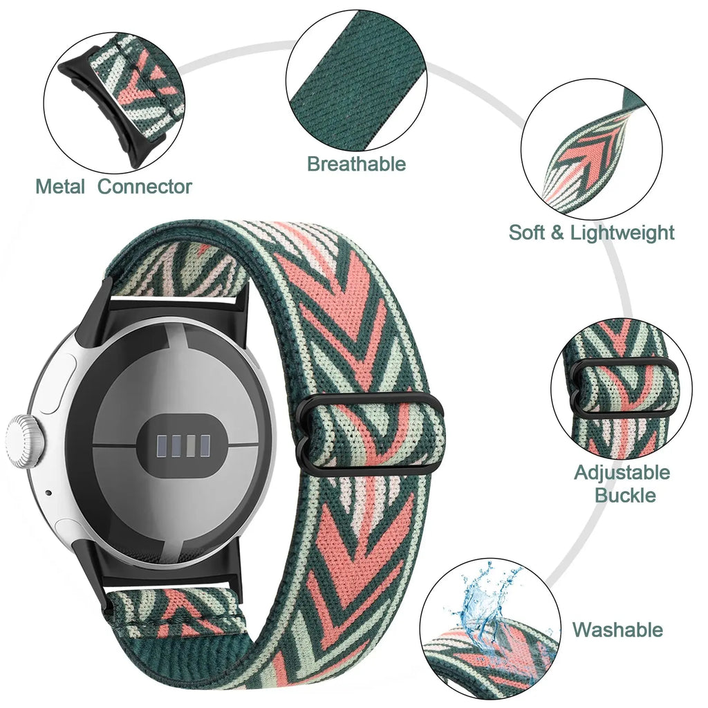 Elastic Nylon Adjustable Strap for Google Pixel Watch – Comfortable and Flexible Wristband STRAPS