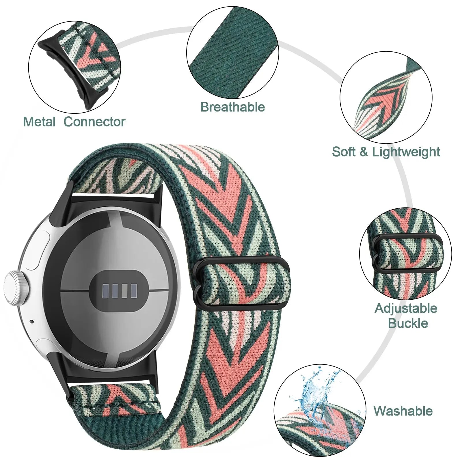 Elastic Nylon Adjustable Strap for Google Pixel Watch – Comfortable and Flexible Wristband STRAPS