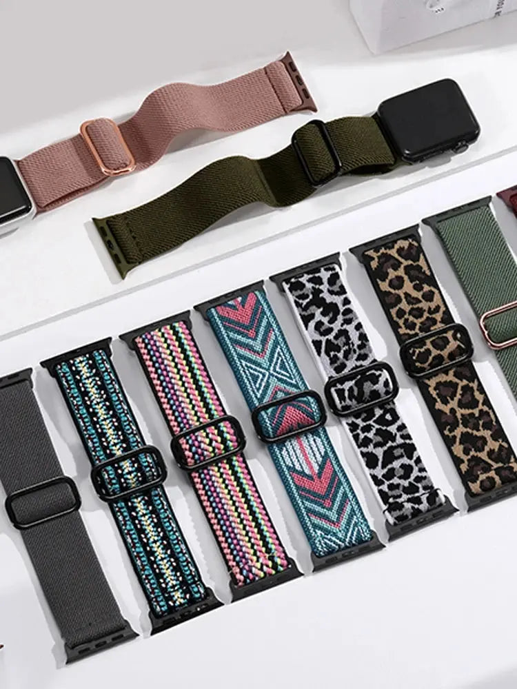 Elastic Nylon Band straps for Apple (38mm, 40mm to 45mm, 49mm)Series 3 to Series 10, Ultra 2, and SE STRAPS