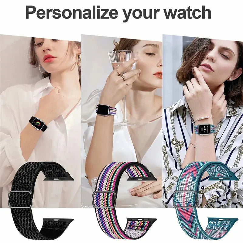 Elastic Nylon Band straps for Apple (38mm, 40mm to 45mm, 49mm)Series 3 to Series 10, Ultra 2, and SE STRAPS