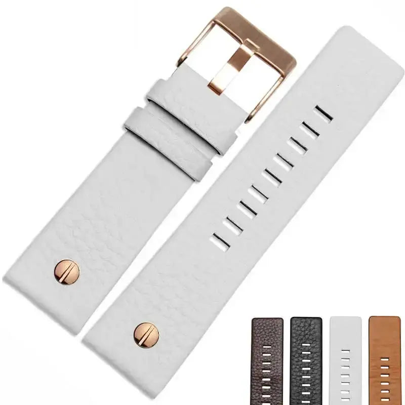 Fashionable Cowhide Watchband with Rivets – Fits Diesel DZ7313, DZ7333, DZ7322, DZ7257, DZ4318, DZ7348, DZ7334 - STRAPS