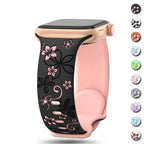 Floral Engraved Silicone Apple Watch Band - 38-49mm - Series 10/SE/9/8/7/6/Ultra 2 - STRAPS