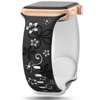 Floral Engraved Silicone Apple Watch Band - 38-49mm - Series 10/SE/9/8/7/6/Ultra 2 - STRAPS