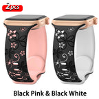 Floral Engraved Silicone Apple Watch Band - 38-49mm - Series 10/SE/9/8/7/6/Ultra 2 - STRAPS