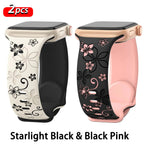 Floral Engraved Silicone Apple Watch Band - 38-49mm - Series 10/SE/9/8/7/6/Ultra 2 - STRAPS