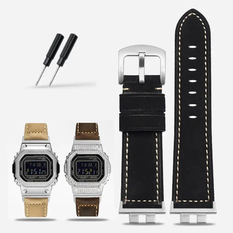 Frosted Leather Strap for G-SHOCK GMW-B5000 - Vintage Modification BandG - STRAPS