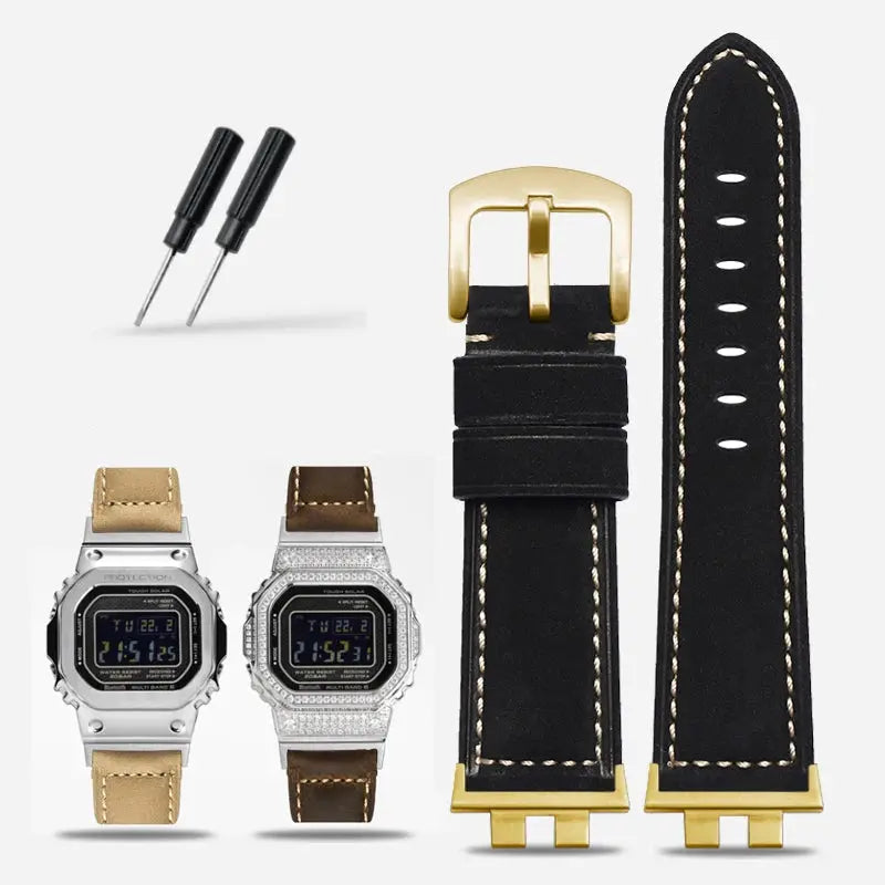 Frosted Leather Strap for G-SHOCK GMW-B5000 - Vintage Modification BandG - STRAPS