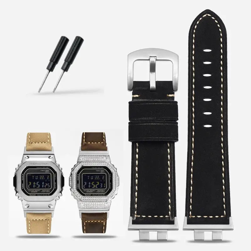 Frosted Leather Strap for G-SHOCK GMW-B5000 - Vintage Modification BandG - STRAPS